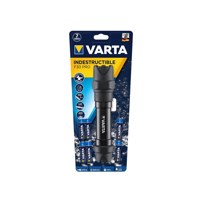 Varta INDESTRUCTIBLE F30 PRO Black Hand flashlight LED