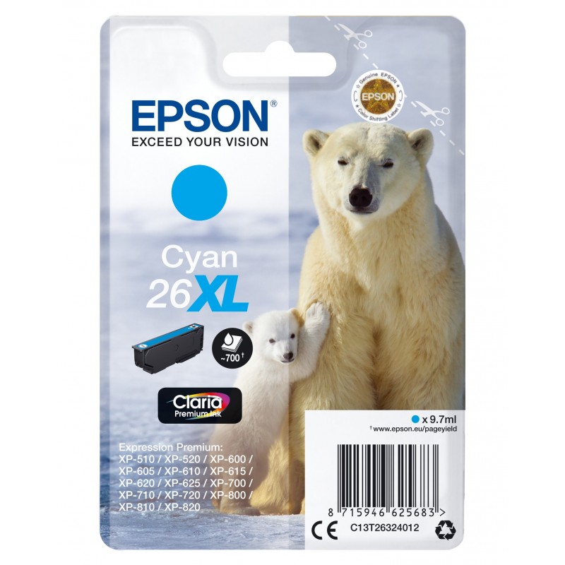 Epson Polar bear Cartucho 26XL cian (etiqueta RF)