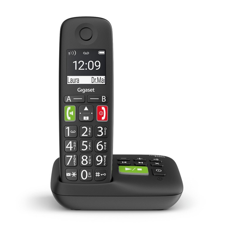 Gigaset E290A BLACK Teléfono DECT analógico Identificador de llamadas Negro