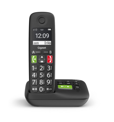 Gigaset E290A BLACK Teléfono DECT analógico Identificador de llamadas Negro