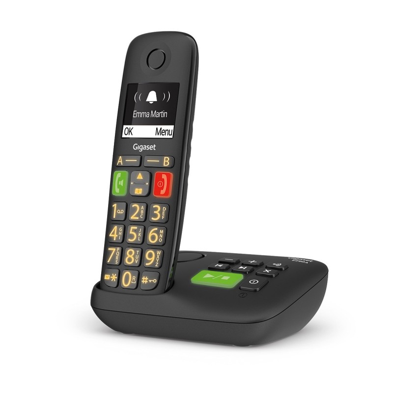 Gigaset E290A BLACK Teléfono DECT analógico Identificador de llamadas Negro