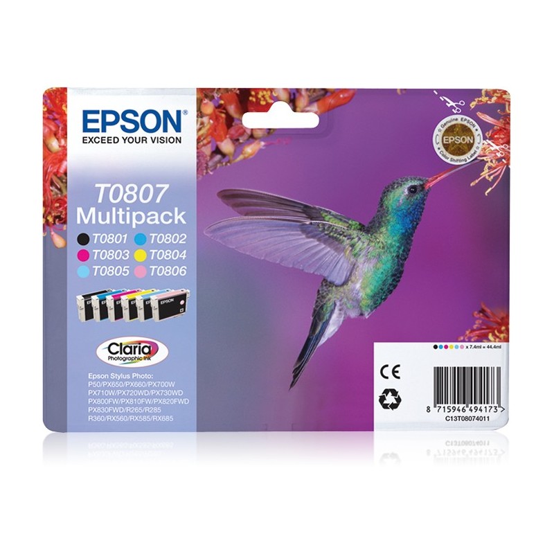 Epson Hummingbird Multipack 6-colours T0807 Claria Photographic Ink