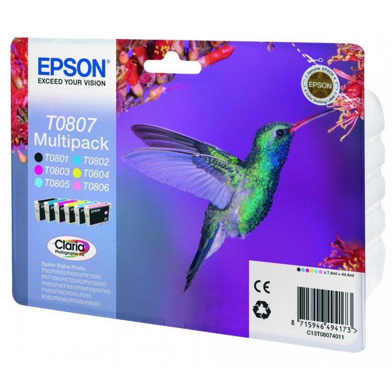 Epson Hummingbird Multipack T0807 6 colores (etiqueta RF)