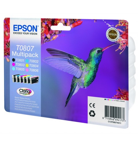 Epson Hummingbird Multipack 6-colours T0807 Claria Photographic Ink