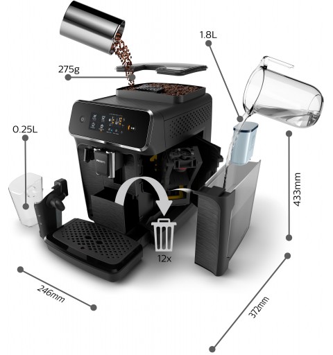 Philips Series 2200 3 bevande, macchina da caffè automatica, 1.8L , EP2230 10