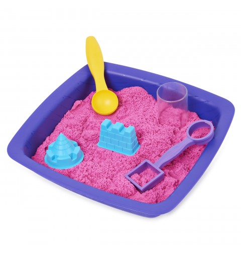 Kinetic Sand Shimmer, juego para hacer castillos de arena con 453 g de brillante de color rosa, 3 moldes y 2 herramientas