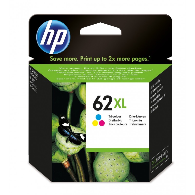 HP 62XL Cyan Magenta Gelb Original Druckerpatrone mit hoher Reichweite