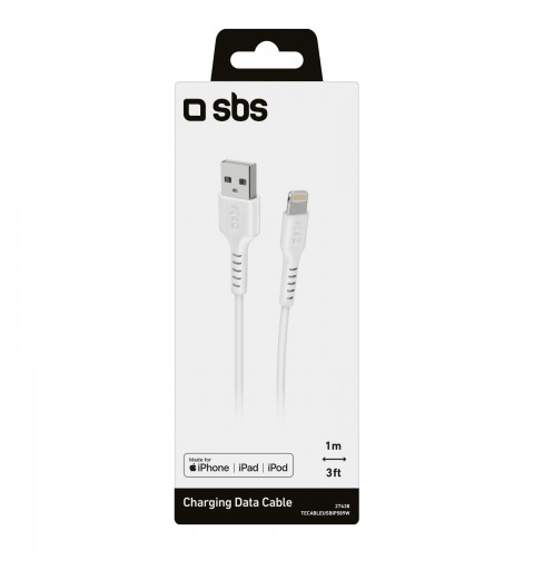 SBS TECABLEUSBIP589W câble Lightning 1 m Blanc