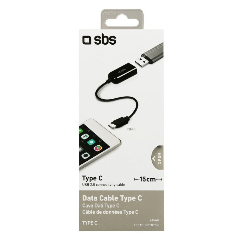 SBS TEKABELOTGTCK câble USB 0,15 m USB 2.0 USB A USB C Noir