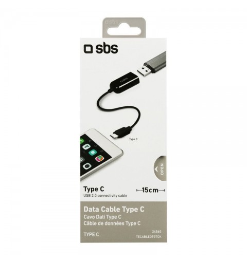 SBS TEKABELOTGTCK câble USB 0,15 m USB 2.0 USB A USB C Noir