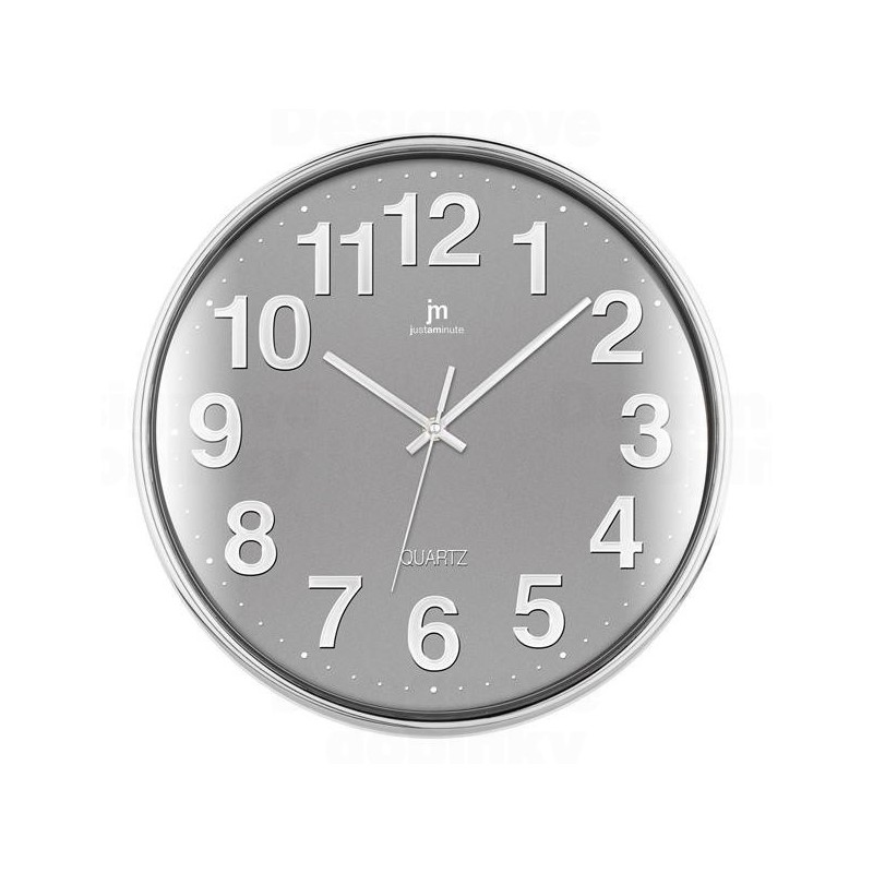 Lowell Justaminute 00816 Reloj de pared de cuarzo Círculo Cromo, Gris