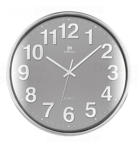 Lowell Justaminute 00816 Reloj de pared de cuarzo Círculo Cromo, Gris