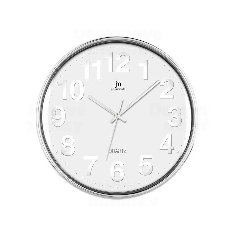 Lowell 00816 Quartz wall clock Circle Chrome, White