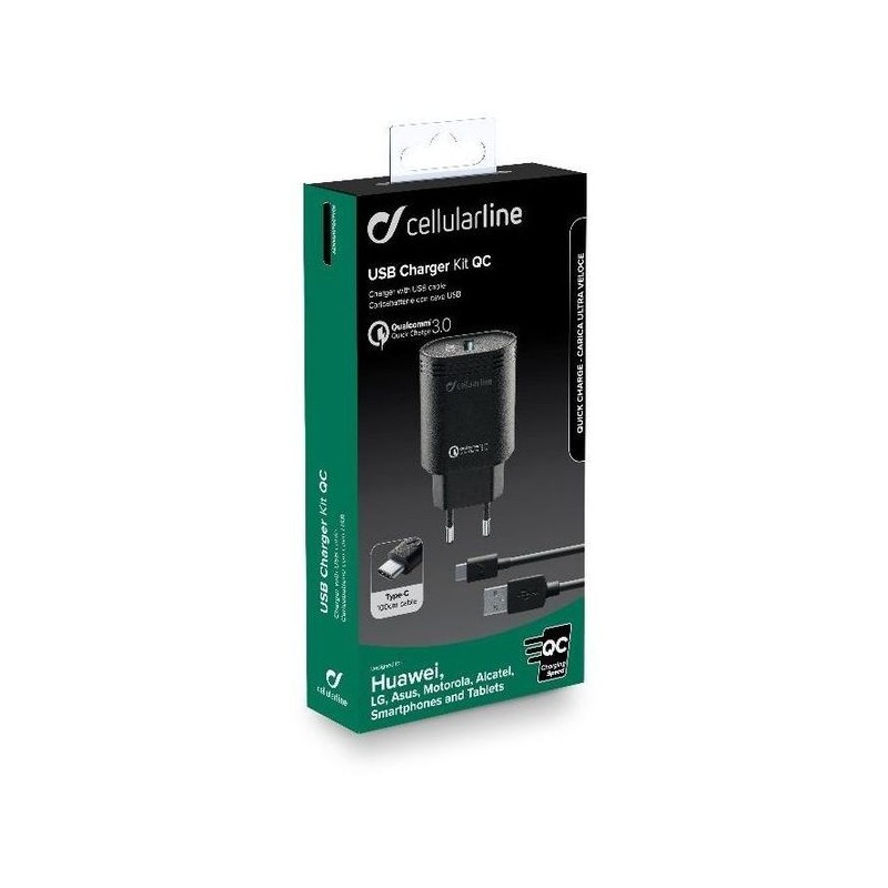 Cellularline ACHHUKITQCTYCK mobile device charger Black Indoor