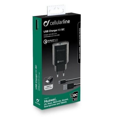 Cellularline ACHHUKITQCTYCK mobile device charger Black Indoor