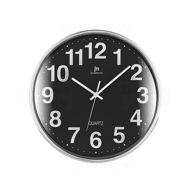 Lowell Justaminute 00816 Reloj de pared de cuarzo Círculo Negro, Cromo