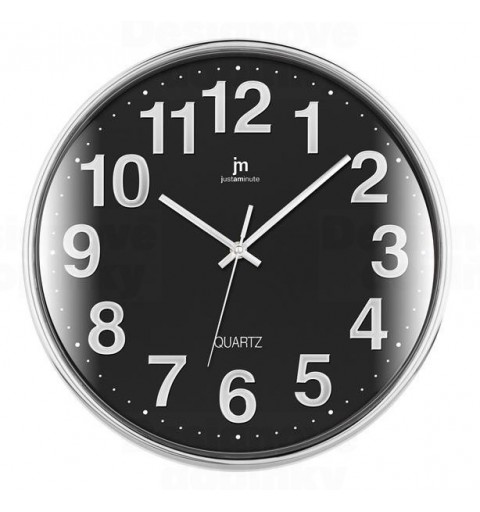 Lowell Justaminute 00816 Horloge murale à quartz Cercle Noir, Chrome