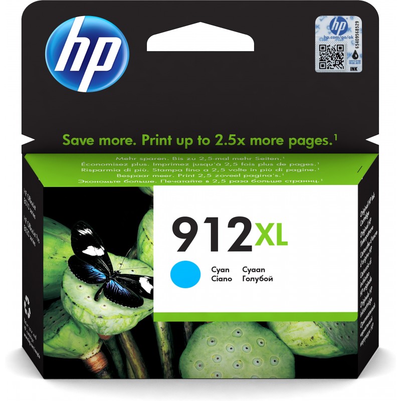 HP Cartucho de tinta Original 912XL cian de alta capacidad