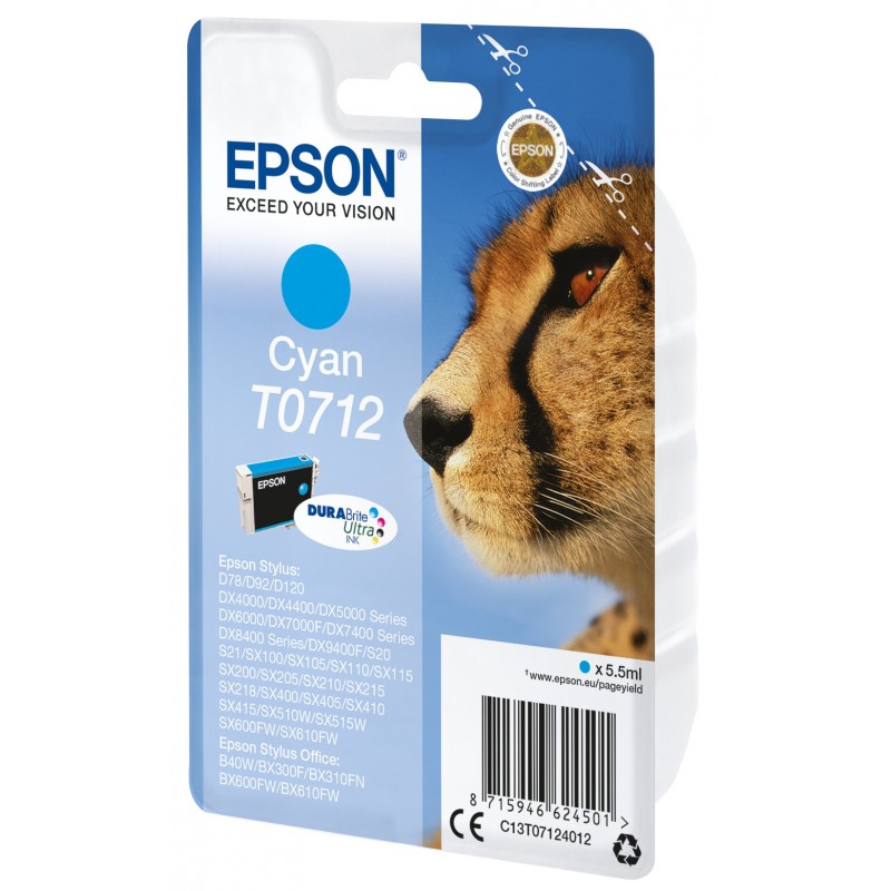 Epson Cheetah Cartucho T0712 cian (etiqueta RF)