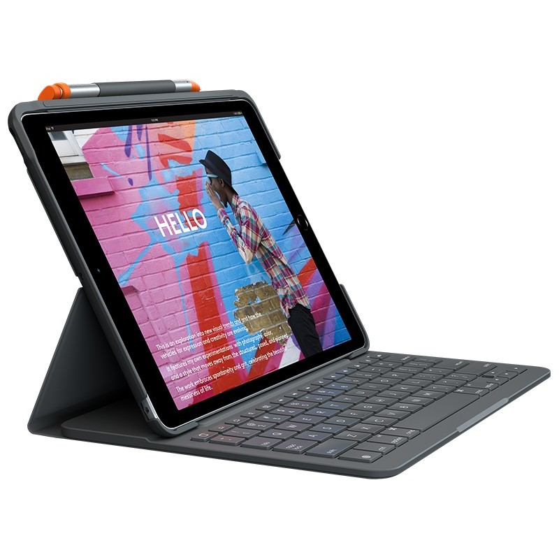 Logitech Slim Folio for iPad (7th, 8th, & 9th generation) Graphit Bluetooth QWERTY Italienisch