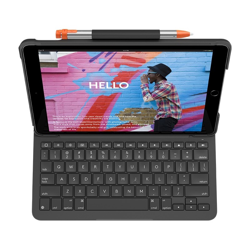 Logitech Slim Folio for iPad (7th, 8th, & 9th generation) Graphit Bluetooth QWERTY Italienisch