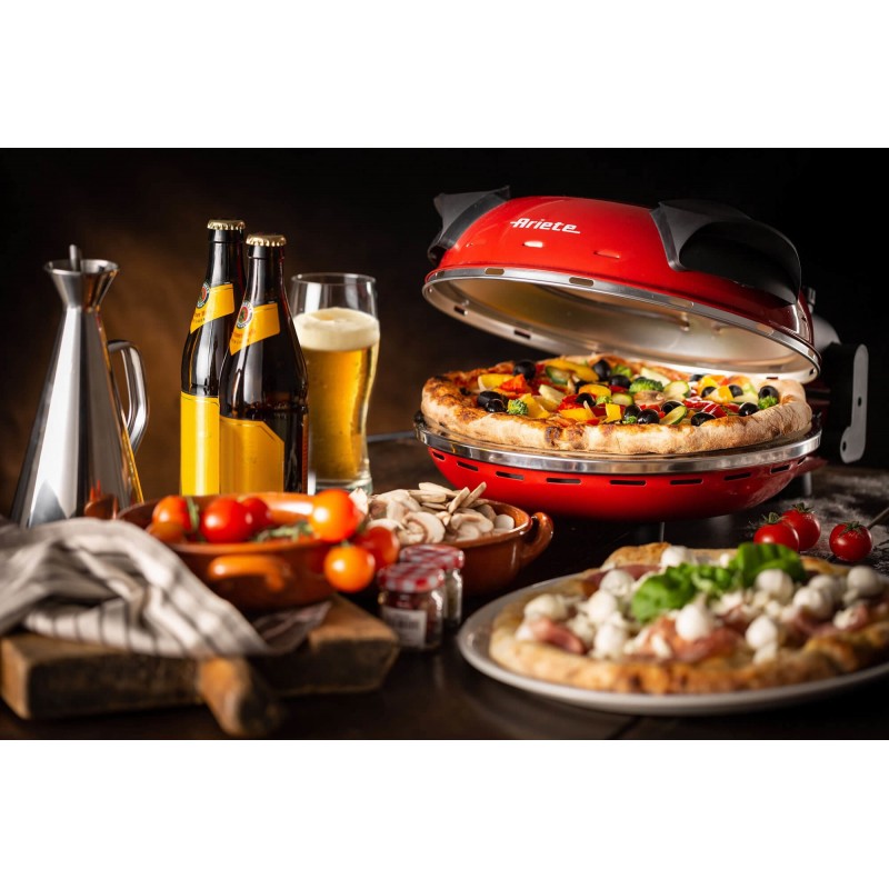 Ariete 0909 Pizzamacher Ofen 1 Pizza Pizzen 1200 W Schwarz, Rot