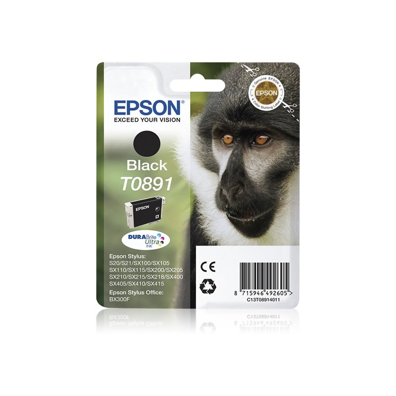 Epson Monkey Singlepack Black T0891 DURABrite Ultra Ink