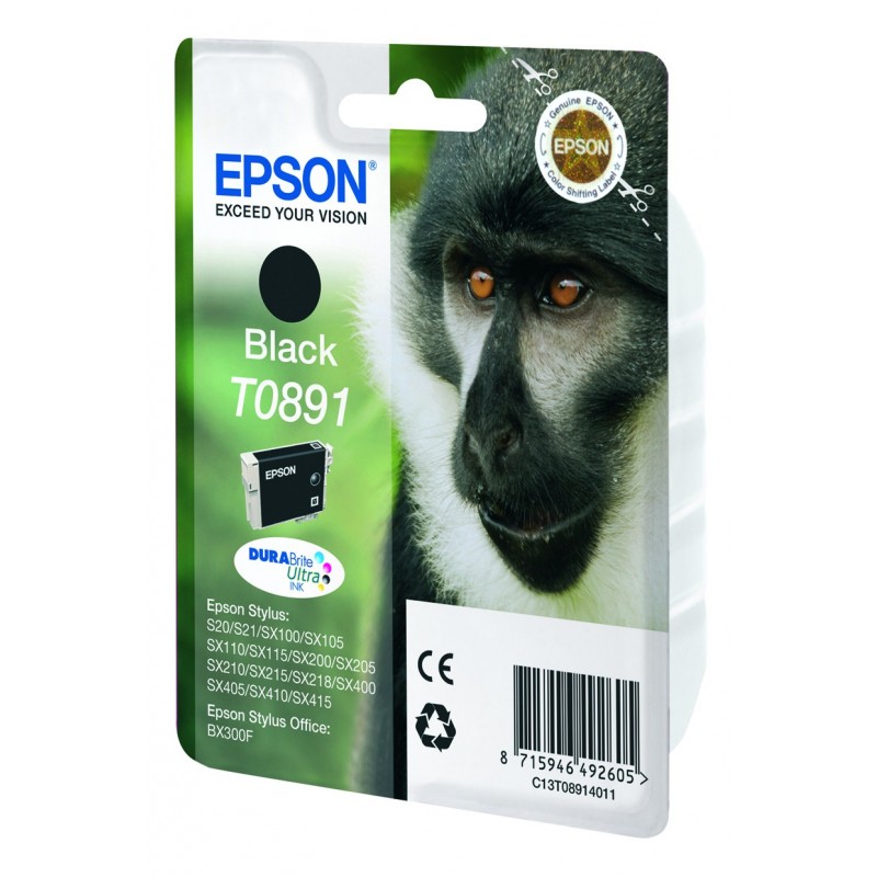 Epson Monkey Singlepack Black T0891 DURABrite Ultra Ink