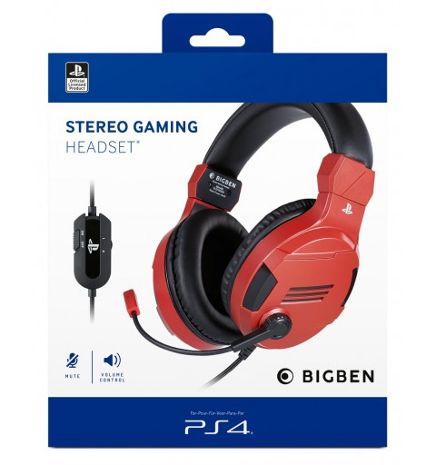 Bigben Interactive PS4OFHEADSETV3R cuffia e auricolare Cablato A Padiglione Giocare Rosso