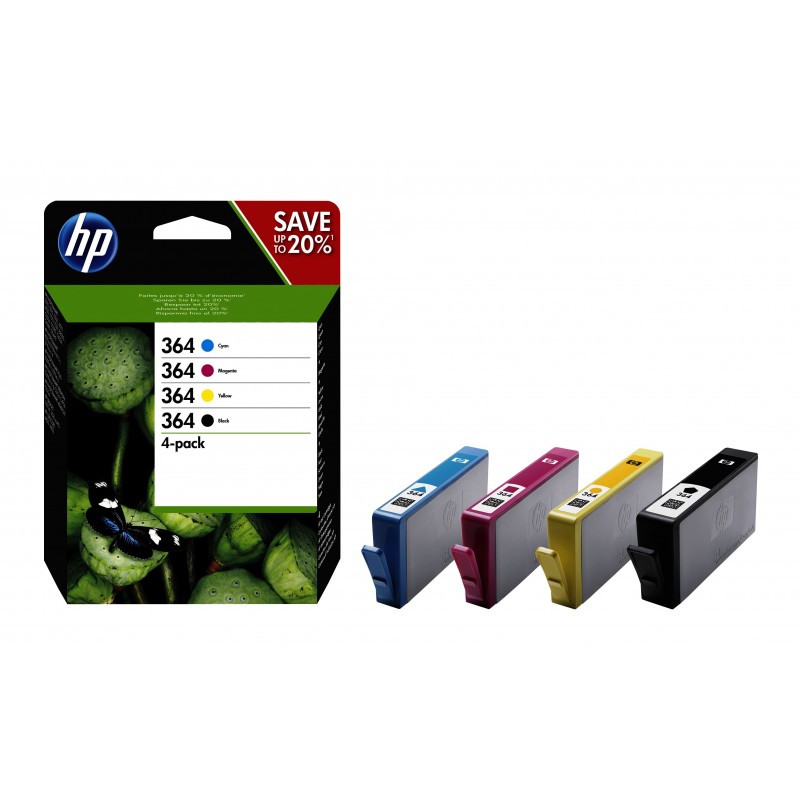 HP 364 pack de 4 cartouches d'encre noir cyan magenta jaune authentiques