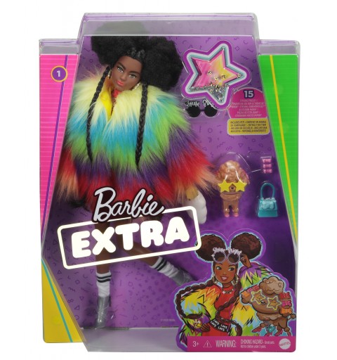 Barbie Extra Doll No1 in Rainbow Coat with Pet Poodle