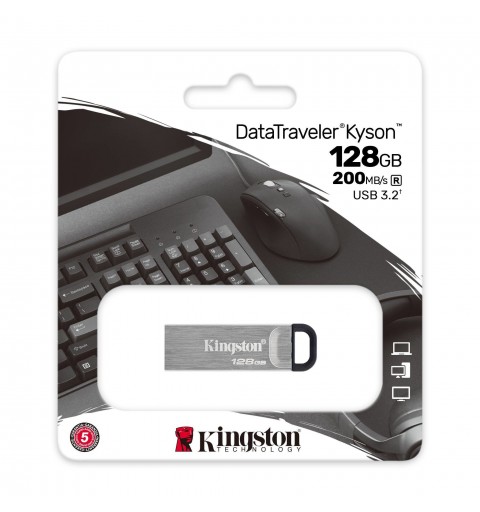 Kingston Technology DataTraveler Kyson lecteur USB flash 128 Go USB Type-A 3.2 Gen 1 (3.1 Gen 1) Argent