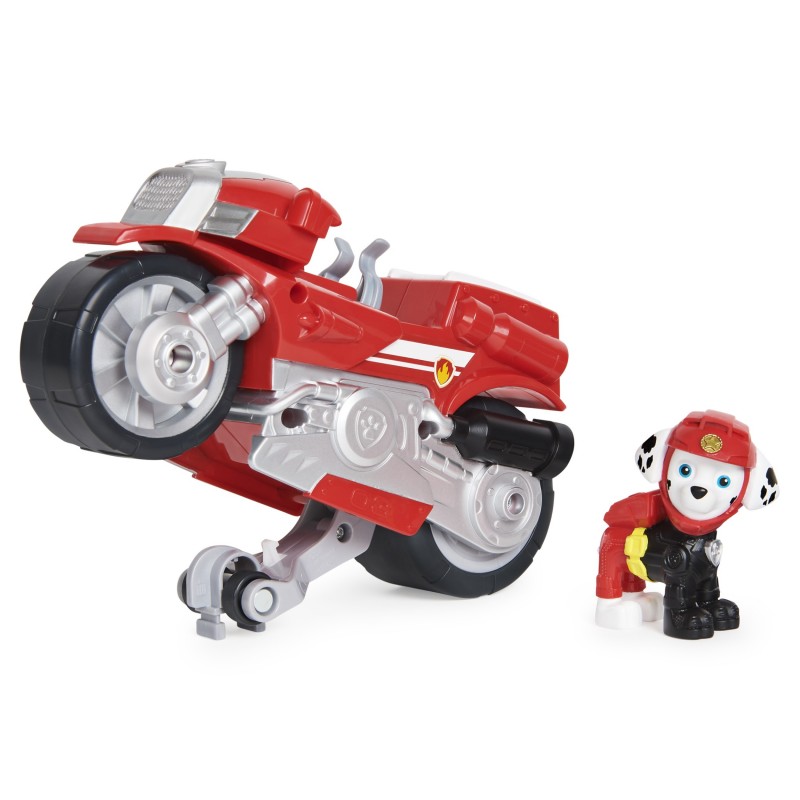 PAW Patrol , Moto Pups Marshall’s Deluxe Pull Back Motorcycle Vehicle with Wheelie Feature and Figure