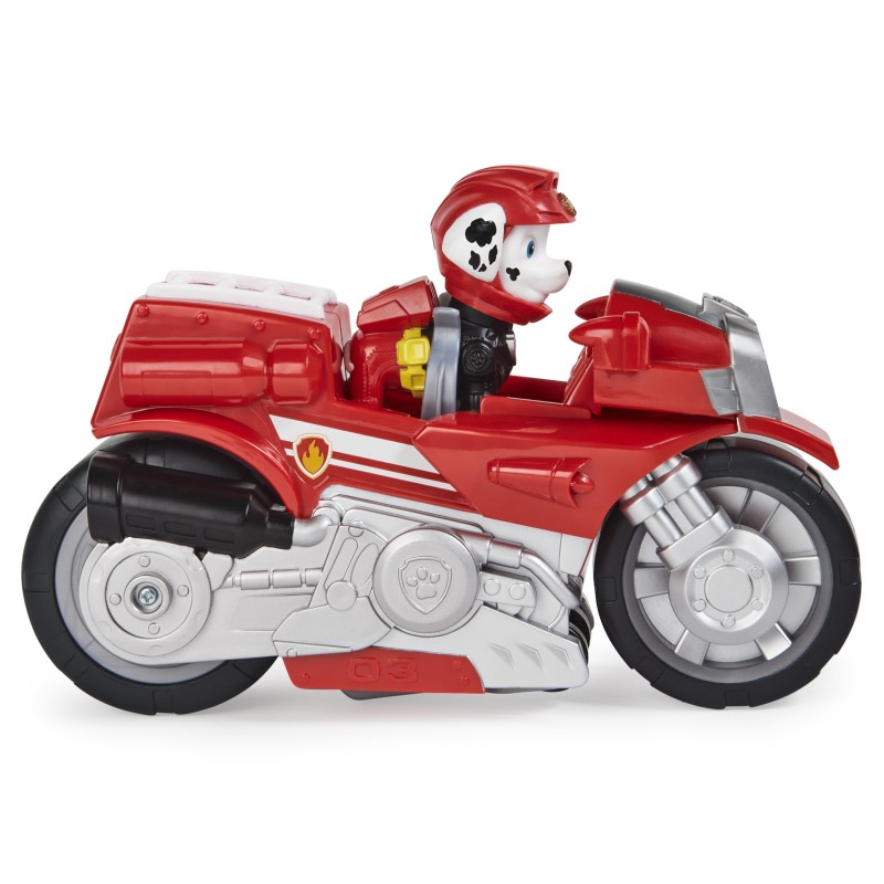 PAW Patrol , Moto Pups Marshall’s Deluxe Pull Back Motorcycle Vehicle with Wheelie Feature and Figure