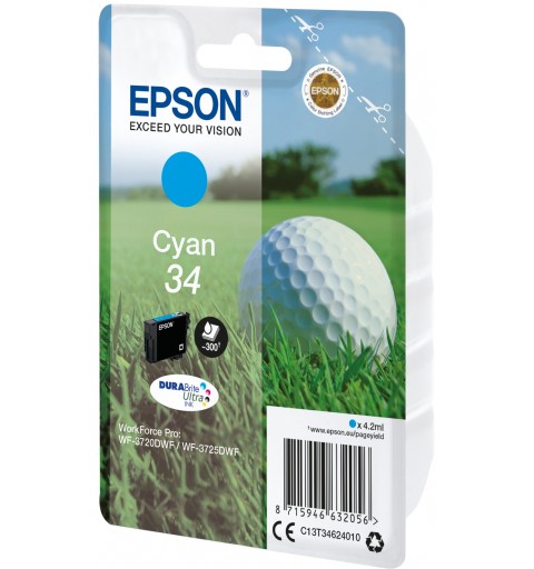 Epson Golf ball Singlepack Cyan 34 DURABrite Ultra Ink