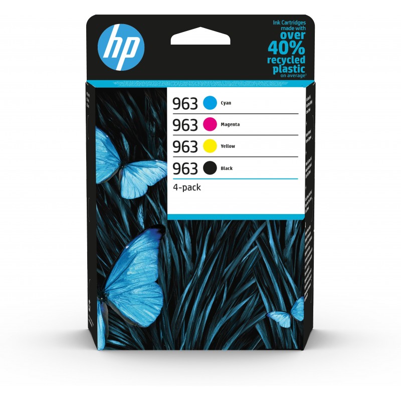 HP 963 Pack de 4 cartouches d'encre Noir Cyan Magenta Jaune authentiques