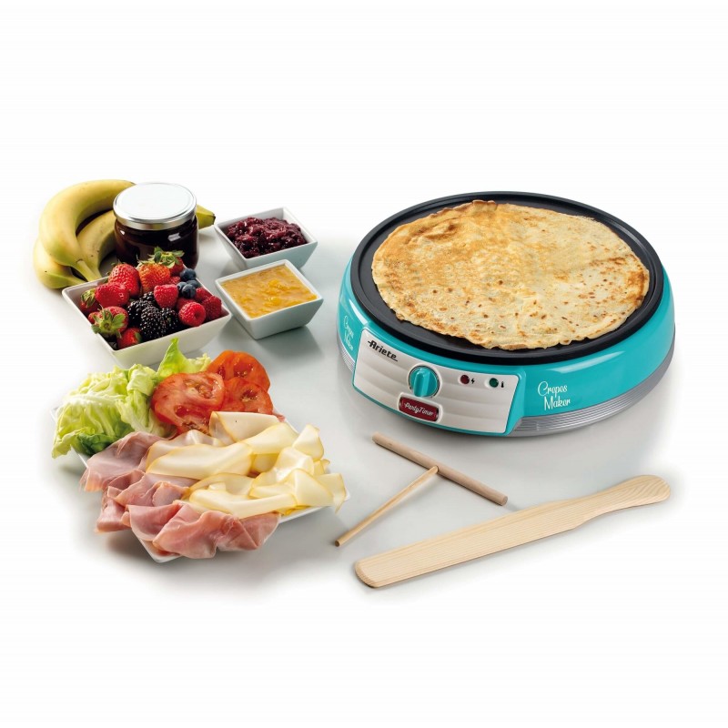 Ariete 0202 Crêpes-Maschine 1 Crepe(s) 1000 W Blau, Silber, Weiß