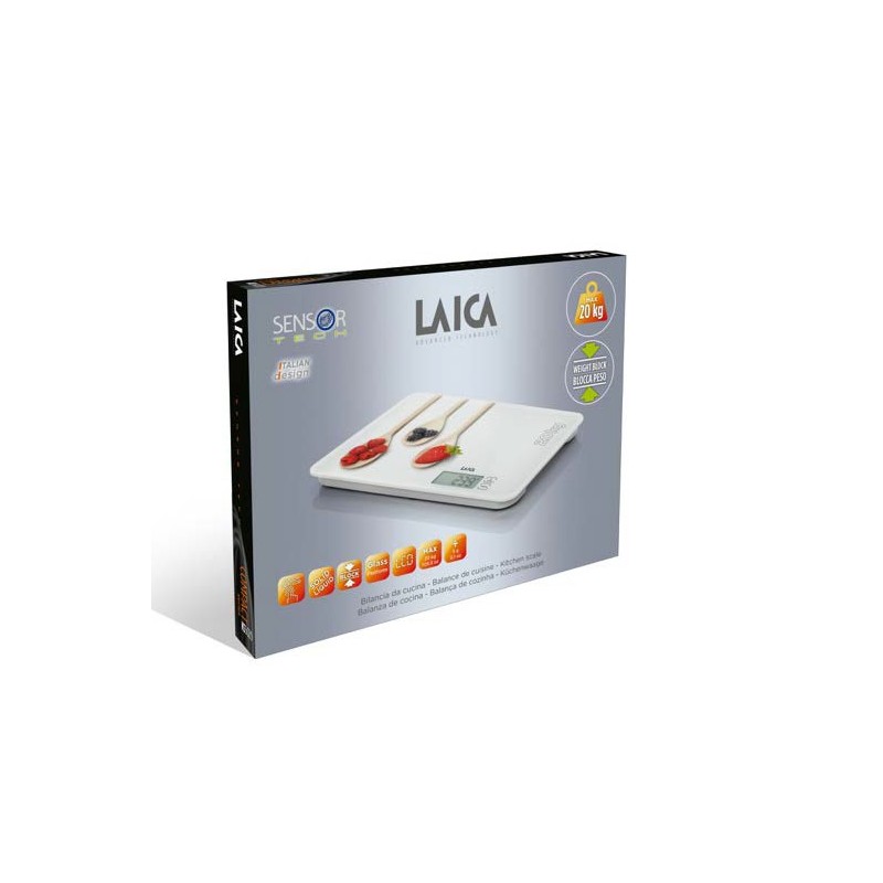 Laica KS5020 escabeaux de cuisine Multicolore, Blanc Comptoir Rectangle Balance de ménage électronique