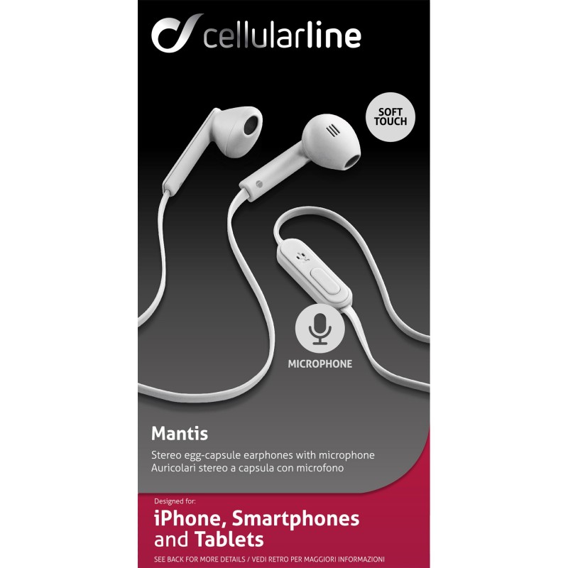 Cellularline 35895 Auriculares Alámbrico Dentro de oído Llamadas Música Blanco