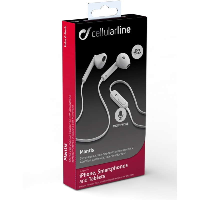 Cellularline 35895 Auriculares Alámbrico Dentro de oído Llamadas Música Blanco