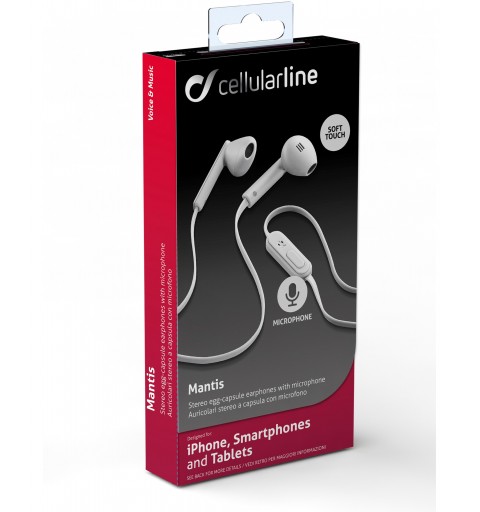 Cellularline 35895 Auriculares Alámbrico Dentro de oído Llamadas Música Blanco