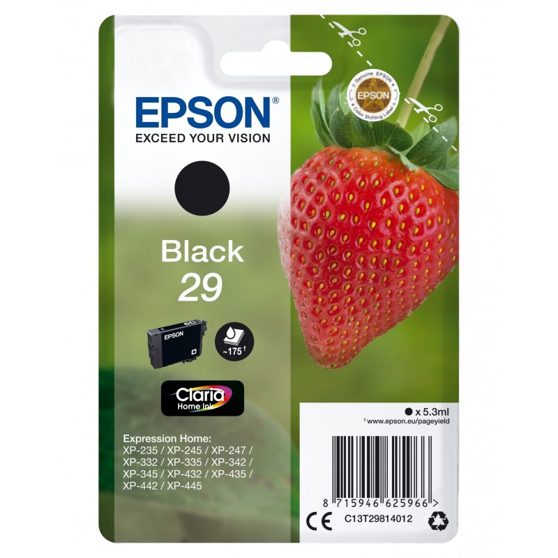 Epson Strawberry Singlepack Black 29 Claria Home Ink