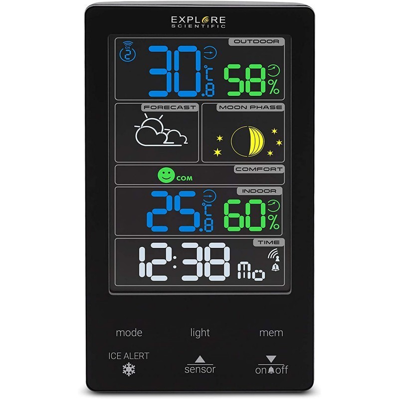 Explore Scientific WSC-4009 Digitale Wetterstation Schwarz LCD AC