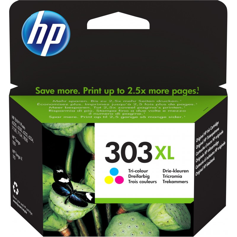 HP 303XL Cyan Magenta Gelb Original Druckerpatrone mit hoher Reichweite