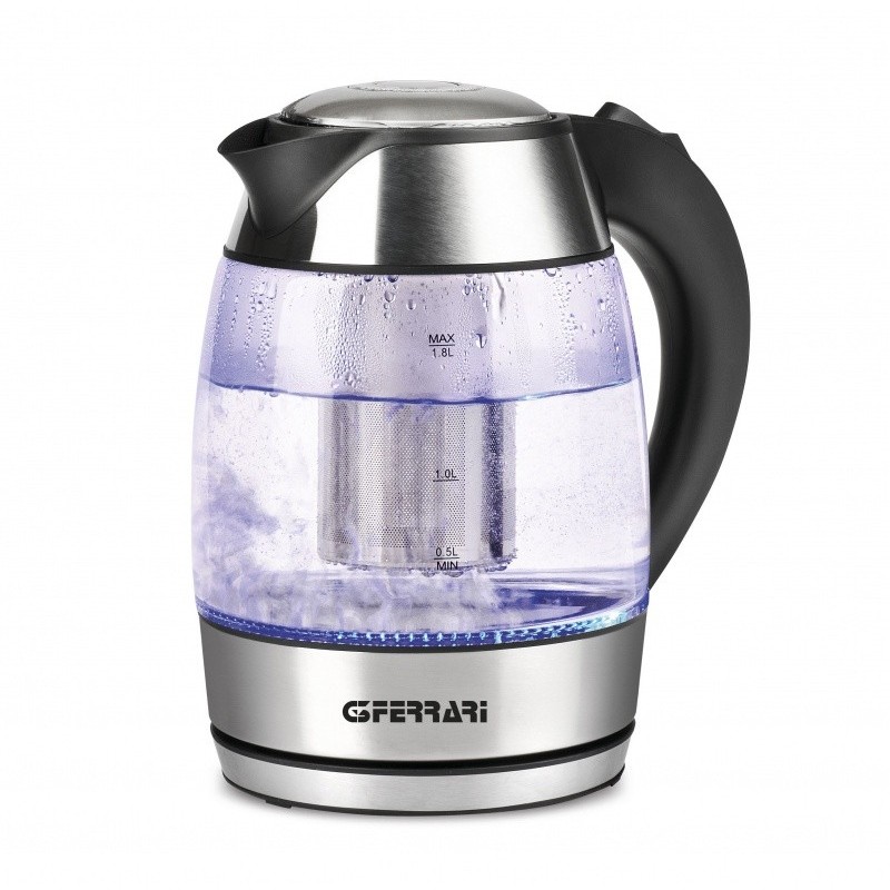 G3 Ferrari BolleBlu electric kettle 1.8 L 2200 W Black, Stainless steel, Transparent