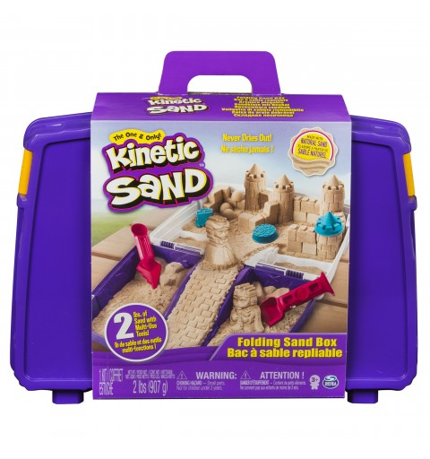 Kinetic Sand - ARENA MÁGICA - MALETÍN DE ACTIVIDADES - 907g de Arena y Caja de Arena Plegable - Kit Manualidades Niños -