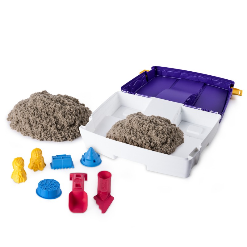 Kinetic Sand - ARENA MÁGICA - MALETÍN DE ACTIVIDADES - 907g de Arena y Caja de Arena Plegable - Kit Manualidades Niños -