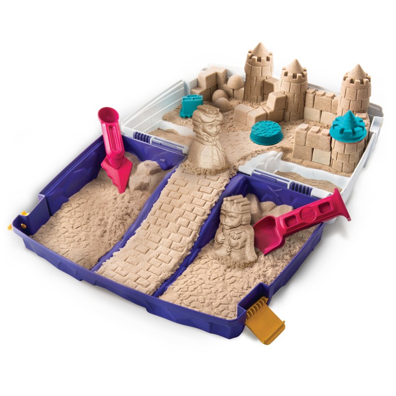 Kinetic Sand - ARENA MÁGICA - MALETÍN DE ACTIVIDADES - 907g de Arena y Caja de Arena Plegable - Kit Manualidades Niños -