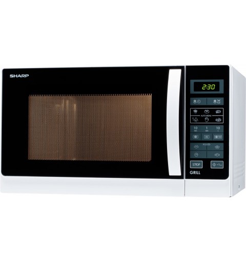 Sharp Home Appliances R-742WW microondas Encimera Microondas con grill 25 L 900 W Negro, Blanco