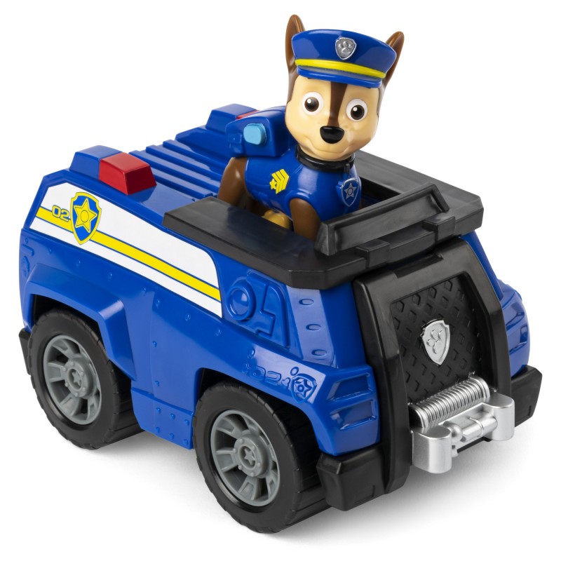 PAW Patrol LA PAT' PATROUILLE - VÉHICULE + FIGURINE CHASE - Véhicule de 15 cm Avec 1 Figurine À Collectionner Pat' Patrouille -